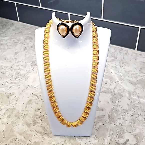 Napier Jewelry - Napier 12KT Gold Necklace Bundled with Vintage Earrings